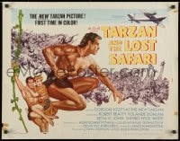 8g929 TARZAN & THE LOST SAFARI style A 1/2sh 1957 cool artwork of Gordon Scott, first time in color!