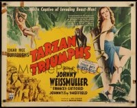 8g931 TARZAN TRIUMPHS style B 1/2sh 1943 art of Johnny Weissmuller & sexy Frances Gifford as Zandra!