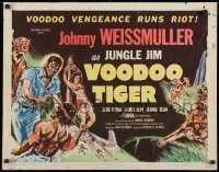 8g972 VOODOO TIGER 1/2sh 1952 art of Johnny Weissmuller as Jungle Jim, Tamba the Talented Chimp!