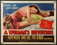 8g997 WOMAN'S DEVOTION style A 1/2sh 1956 Paul Henreid, War Shock, driven by the urge to kill!