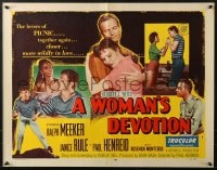 8g998 WOMAN'S DEVOTION style B 1/2sh 1956 Paul Henreid, War Shock, driven by the urge to kill!