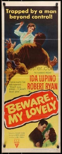 8g032 BEWARE MY LOVELY insert 1952 film noir, Ida Lupino trapped by a man beyond control!
