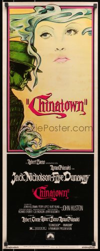 8g062 CHINATOWN insert 1974 art of Jack Nicholson & Faye Dunaway by Pearsall, Roman Polanski!