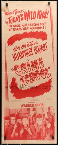8g075 CRIME SCHOOL insert R1940s Humphrey Bogart, the Dead End Kids turn into tomorrow's killers!