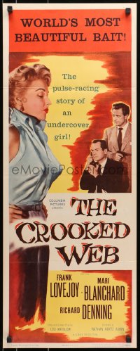 8g080 CROOKED WEB insert 1955 different art of sexy undercover bad girl Mari Blanchard!
