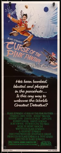 8g081 CURSE OF THE PINK PANTHER insert 1983 David Niven, wacky artwork of parachute!
