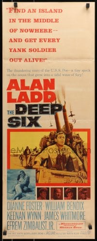 8g091 DEEP SIX insert 1958 WWII soldiers Alan Ladd & William Bendix, get every Yank out alive!
