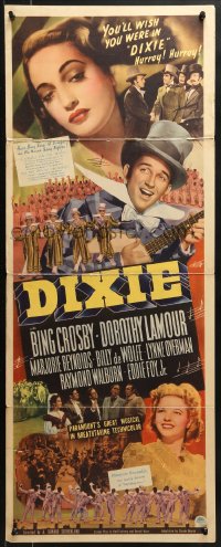 8g097 DIXIE insert 1943 artwork of Bing Crosby, sexy Dorothy Lamour & Marjorie Reynolds!