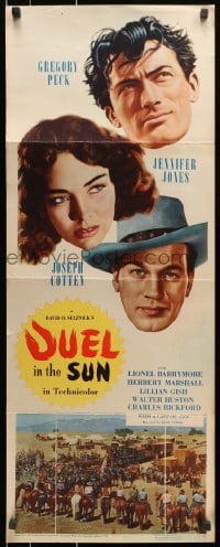 8g099 DUEL IN THE SUN insert 1947 Jennifer Jones, Gregory Peck & Joseph Cotten in King Vidor epic!