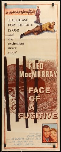 8g109 FACE OF A FUGITIVE insert 1959 great artwork of cowboy Fred MacMurray behind bars!