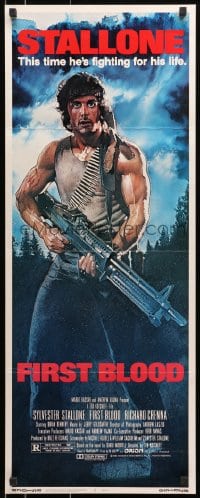 8g115 FIRST BLOOD insert 1982 artwork of Sylvester Stallone as John Rambo by Drew Struzan!