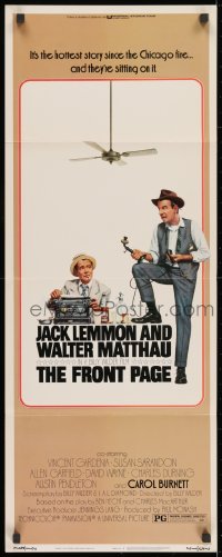 8g127 FRONT PAGE insert 1975 Lettick art of Jack Lemmon & Walter Matthau, directed by Billy Wilder!