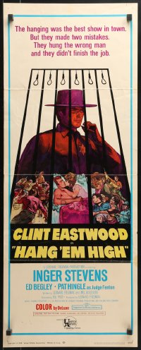 8g151 HANG 'EM HIGH insert 1968 Clint Eastwood, they hung the wrong man, cool art by Kossin!