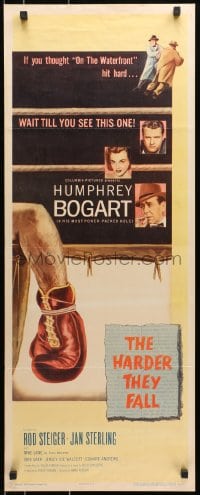 8g153 HARDER THEY FALL insert 1956 Humphrey Bogart, Rod Steiger, cool boxing artwork!