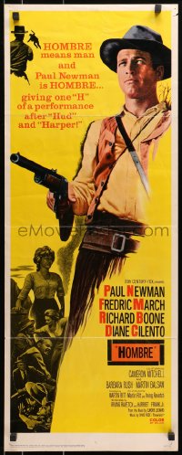 8g166 HOMBRE insert 1966 best full-length image of Paul Newman pointing gun, Martin Ritt!