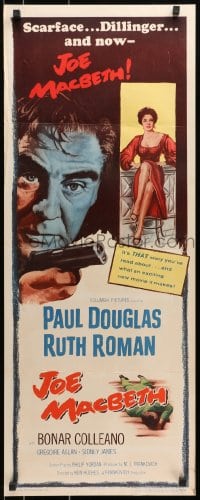 8g193 JOE MACBETH insert 1956 Paul Douglas, Ruth Roman, gun-blazing story of gangland's no.1 killer