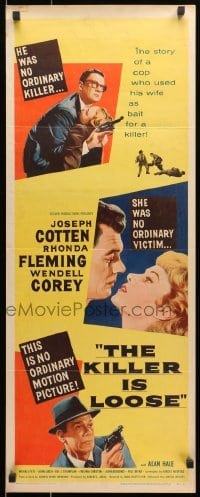 8g208 KILLER IS LOOSE insert 1956 Budd Boetticher, cop Joseph Cotten uses Rhonda Fleming as bait!