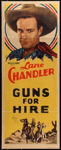 8g216 LANE CHANDLER insert 1930s Guns For Hire, super close-up and cool cowboy western art!