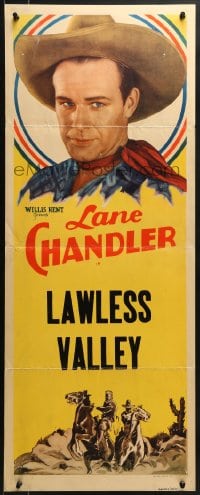 8g217 LANE CHANDLER insert 1930s great close-up portrait and cowboy western art, Lawless Valley!