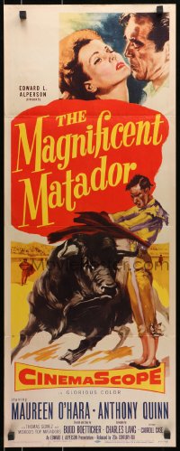 8g232 MAGNIFICENT MATADOR insert 1955 Boetticher, Anthony Quinn, Maureen O'Hara, bullfighting!
