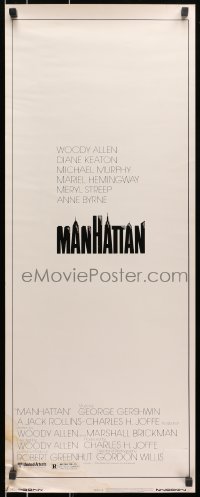 8g237 MANHATTAN insert 1979 Woody Allen & Diane Keaton classic romantic comedy, cool title design!