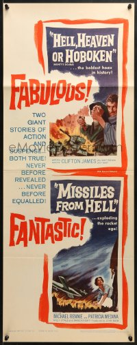 8g251 MISSILES FROM HELL/HELL, HEAVEN OR HOBOKEN insert 1959 WWII action double bill!