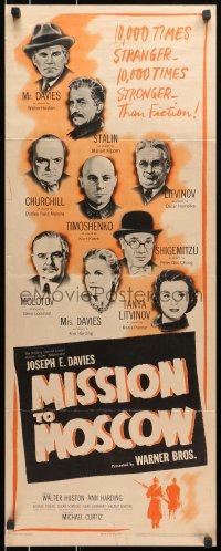 8g252 MISSION TO MOSCOW insert 1943 Walter Huston, one American's journey into the truth!