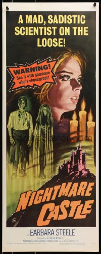 8g266 NIGHTMARE CASTLE insert 1966 Mario Caiano's Gli Amanti d'Oltretomba, Italian horror!