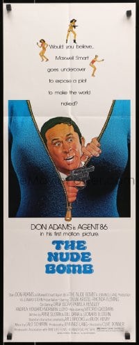 8g268 NUDE BOMB insert 1980 wacky art of Don Adams as Maxwell Smart peeking out from woman's shirt!
