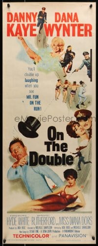 8g269 ON THE DOUBLE insert 1961 great art of wacky Danny Kaye & sexy Diana Dors in bubbles!
