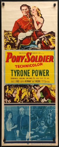 8g287 PONY SOLDIER insert 1952 art of Royal Canadian Mountie Tyrone Power w/pretty Penny Edwards!