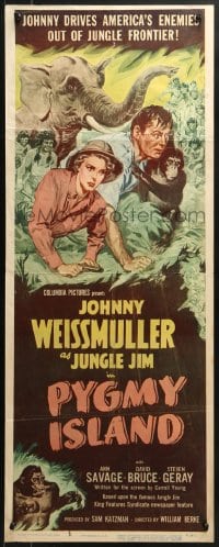 8g292 PYGMY ISLAND insert 1950 art of Johnny Weissmuller as Jungle Jim, Ann Savage!
