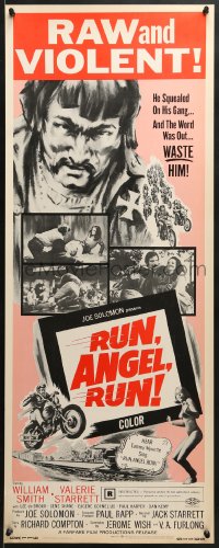 8g309 RUN ANGEL RUN insert 1969 raw and violent freaked out motorcycle maniacs waste a squealer!