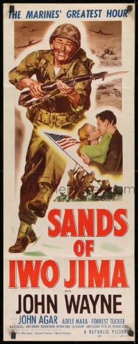 8g314 SANDS OF IWO JIMA insert 1950 great full-length artwork of World War II Marine John Wayne!