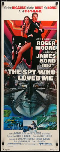 8g341 SPY WHO LOVED ME insert 1977 great art of Roger Moore as James Bond by Bob Peak!