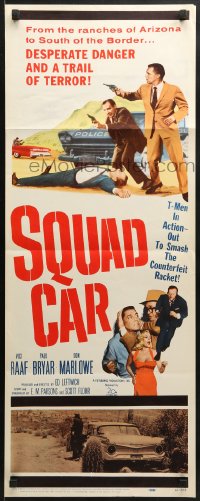 8g342 SQUAD CAR insert 1960 action art of desperate danger and T-Men in action!