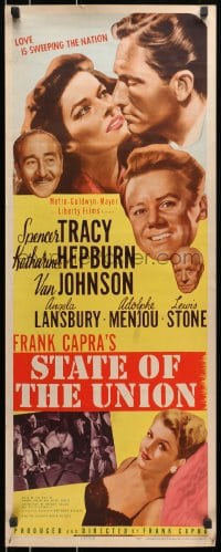 8g346 STATE OF THE UNION insert 1948 Capra, art of Spencer Tracy, Kate Hepburn & Angela Lansbury!
