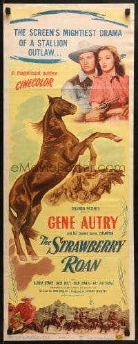 8g352 STRAWBERRY ROAN insert 1947 great art of Gene Autry, Gloria Henry & Champion!