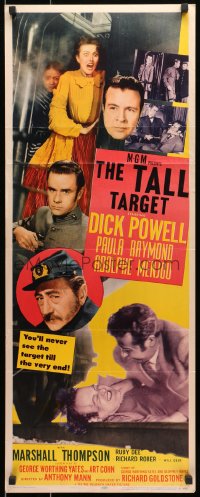 8g358 TALL TARGET insert 1951 Anthony Mann film noir, great images of Dick Powell, Adolphe Menjou!