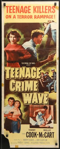 8g367 TEEN-AGE CRIME WAVE insert 1955 bad girls & guns, shocking drama of today's teenage terror!