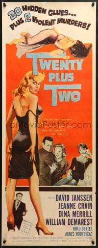 8g396 TWENTY PLUS TWO insert 1961 David Janssen, Jeanne Crain, 20 deadly clues & 2 violent murders!