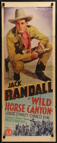 8g433 WILD HORSE CANYON insert 1938 Jack Randall, cowboy western image but lists wrong cast!