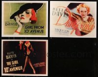 8h241 LOT OF 3 BETTE DAVIS REPRO LOBBY CARDS 1980s images from Girl from 10th Avenue, Dangerous!