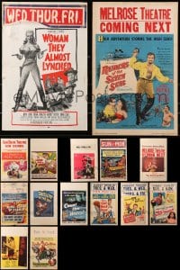 8h311 LOT OF 15 FORMERLY FOLDED WINDOW CARDS 1950s great images from a variety of movies!