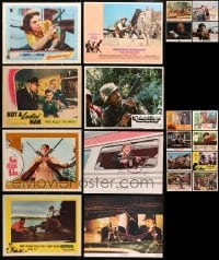 8h220 LOT OF 20 LOBBY CARDS SHOWING GUNS 1950s-1980s scenes from crime & western movies!