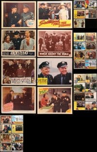 8h212 LOT OF 37 POLICE LOBBY CARDS 1940s-1970s a variety of scenes from crime movies!