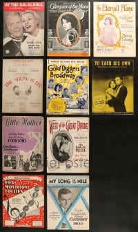 8h146 LOT OF 10 SHEET MUSIC 1920s-1940s great songs from a variety of different movies!