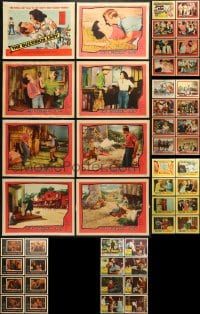 8h208 LOT OF 48 LOBBY CARDS 1957-1958 complete sets of cards from 6 different movies!