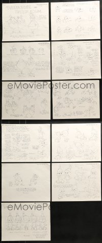 8h031 LOT OF 11 DISNEY 1971 ART PUBLICATION MODEL SHEETS 1980 Alice in Wonderland, Goofy & more!