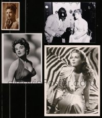 8h041 LOT OF 3 REPRO PHOTOS AND 1 ENGLISH POSTCARD 1940s-1980s Patricia Owens on The Fly set!